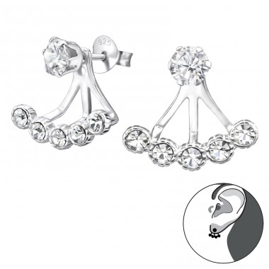 Round - 925 Sterling Silver Double-sided Ear Studs A4S24762
