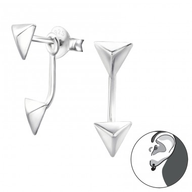 Triangle - 925 Sterling Silver Double-sided Ear Studs A4S27706