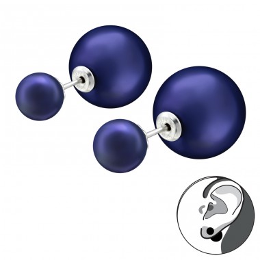 Double  Ball - 925 Sterling Silver Double-sided Ear Studs A4S27769