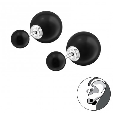 Double Ball - 925 Sterling Silver Double-sided Ear Studs A4S28161