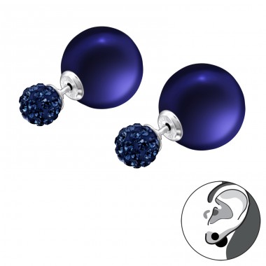Double Ball - 925 Sterling Silver Double-sided Ear Studs A4S28167