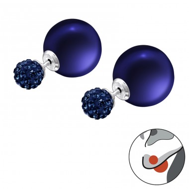 Double Ball - 925 Sterling Silver Double-sided Ear Studs A4S28167