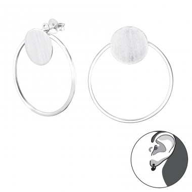 Circle - 925 Sterling Silver Double-sided Ear Studs A4S29142