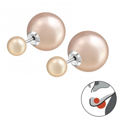 Double Ball - 925 Sterling Silver Double-sided Ear Studs A4S29593