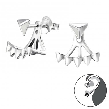 Triangle - 925 Sterling Silver Double-sided Ear Studs A4S29622