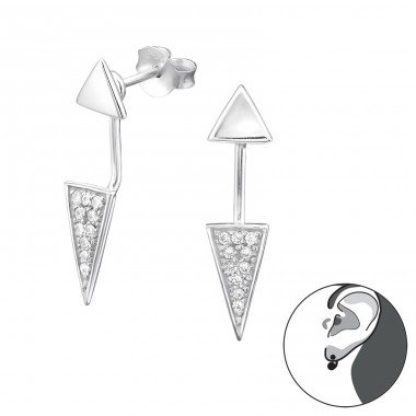 Triangle - 925 Sterling Silver Double-Sided Ear Studs A4S30788