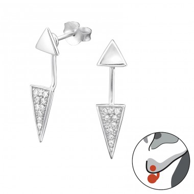 Triangle - 925 Sterling Silver Double-Sided Ear Studs A4S30788