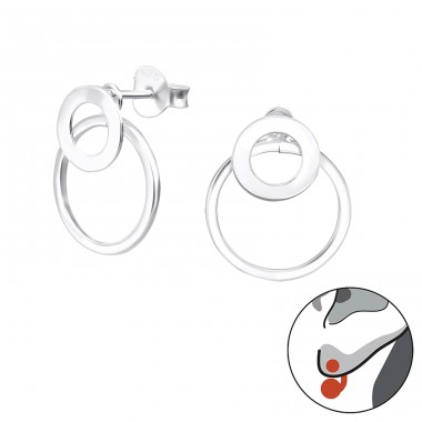 Circle - 925 Sterling Silver Double-sided Ear Studs A4S31041