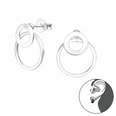 Circle - 925 Sterling Silver Double-sided Ear Studs A4S31041
