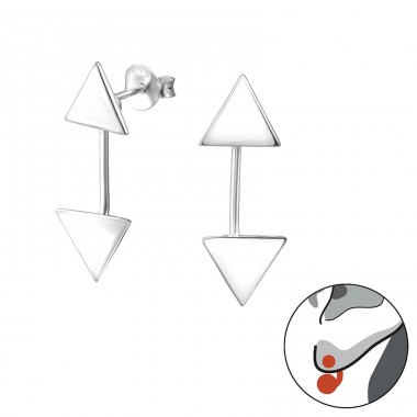 Triangle - 925 Sterling Silver Double-sided Ear Studs A4S31047