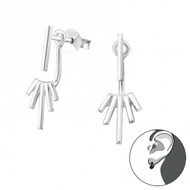 Geometric 2 parts - 925 Sterling Silver Double-Sided Ear Studs A4S31517