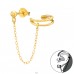 Golden Double Line - 925 Sterling Silver Plain Ear Studs A4S42256