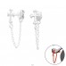 Cross with hanging chain - 925 Sterling Silver Double-Sided Ear Studs A4S43829