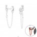 Lightning Bolt linked with chain - 925 Sterling Silver Double-Sided Ear Studs A4S43832