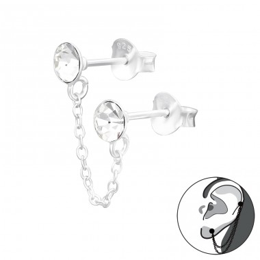 6mm Round - 925 Sterling Silver Double-sided Ear Studs A4S44754