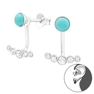 2 parts silver ear studs - 925 Sterling Silver Double-Sided Ear Studs A4S45156