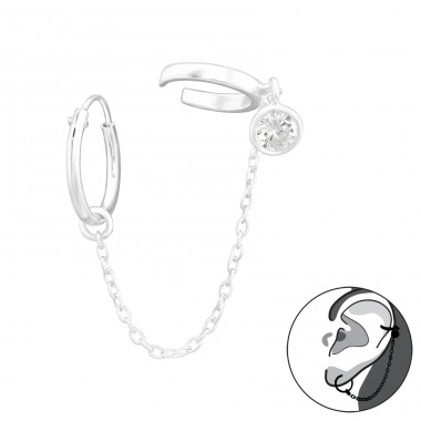 Srebrne Koła na Łańcuszku - Srebro Próby 925 Dwustronne Kolczyki A4S43343