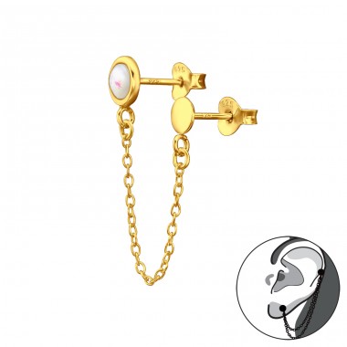 Opal Rotund Auriu - Argint 925 Două Fețe A4S44271