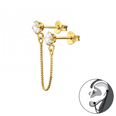 4mm Kör cirkónia kővel  - 925 Ezüst Kétoldalas Fülbevaló A4S44277