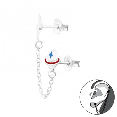 Villám És Szaturnusz - 925 Ezüst Kétoldalas fülbevaló A4S44608