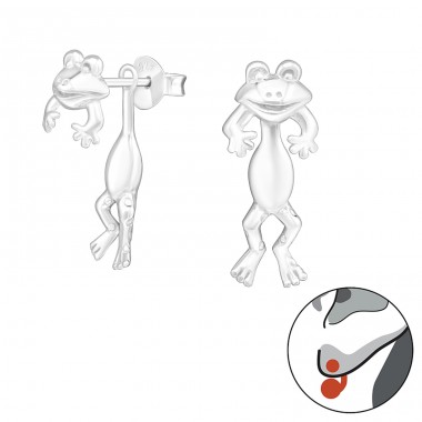Silberner Frosch - 925er Silber Ear Jackets & Connector Earrings (PRS) A4S24269