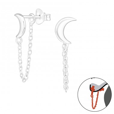 Moon - 925 Sterling Silver Ear Jackets & Connector Earrings (PRS) A4S26683