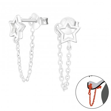 Ein Stern - 925er Silber Ear Jackets & Connector Earrings (PRS) A4S26684