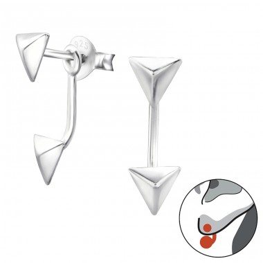 Triangle - 925 Sterling Silver Ear Jackets & Connector Earrings (PRS) A4S27706