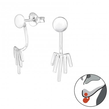 Geometric - 925 Sterling Silver Ear Jackets & Connector Earrings (PRS) A4S31386