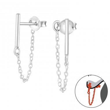 Stange mit hängender Kette - 925er Silber Ear Jackets & Connector Earrings (PRS) A4S34580