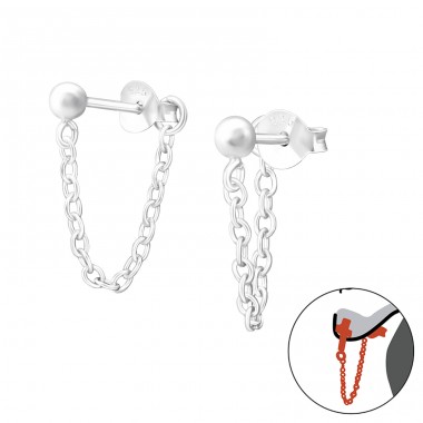 Ball - 925 Sterling Silver Ear Jackets & Connector Earrings (PRS) A4S37854