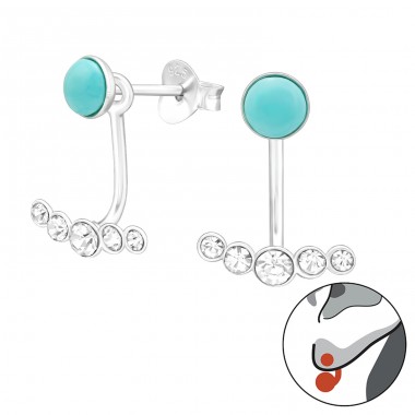 2 parts silver ear studs - 925 Sterling Silver Double-Sided Ear Studs A4S45156