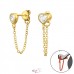Pozłacane Serce z Cyrkonią i Łańcuszkiem - Srebro Próby 925 Dwustronne Kolczyki A4S47531