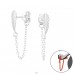 Leaf with silver chain - 925 Sterling Silver Double-Sided Ear Studs A4S47979