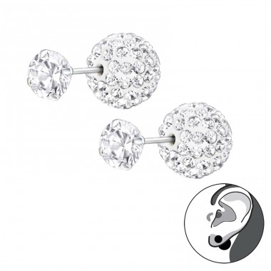 Srebrne Podwójne Kule - Srebro próby 925 Dwustronne Kolczyki A4S22650