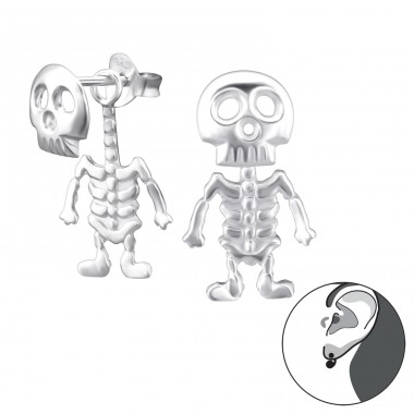 Skeleton - 925 Sterling Silver Double-sided Ear Studs A4S24278