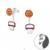 Strieborný Basketbal - Striebro 925 Obojstranné Náušnice A4S30421