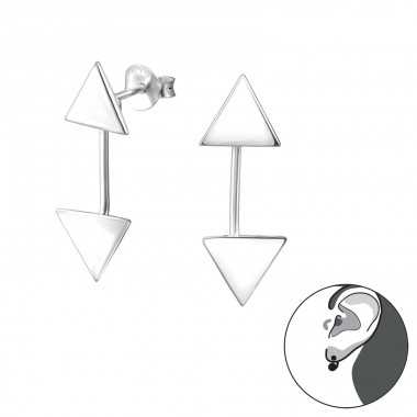 Triangle - 925 Sterling Silver Double-sided Ear Studs A4S31047