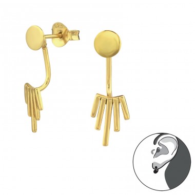 Geometric - 925 Sterling Silver Double-Sided Ear Studs A4S31387