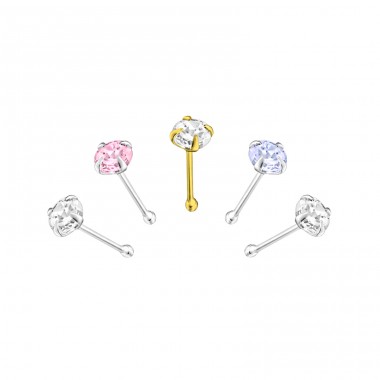 Rotund - Zircon + Argint 925 Piercing-Uri Nas A4S33356