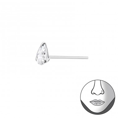 Pear Bend To Fit Nose Studs - 925 Sterling Silver Nose Piercing A4S34795