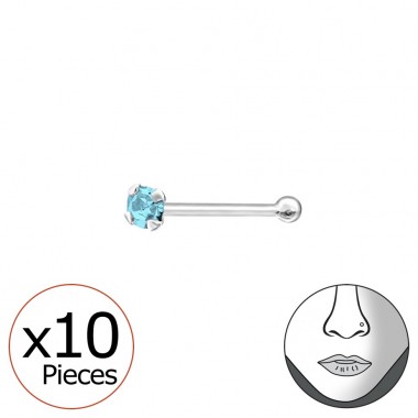 Sada 10 Guľatých Nosníkov S Guľôčkou 1,5 mm - Šperkové Striebro 925 Piercing Do Nosa A4S34800