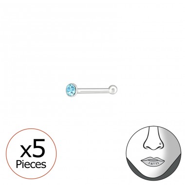 Strieborné Guľaté Čiapky 1,5 mm S Guľôčkou A Kryštálom - Striebro 925 Piercing do nosa A4S37467