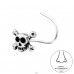 Oxidized Skull nose stud - 925 Sterling Silver Nose Silver Piercing A4S42488
