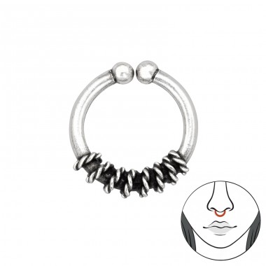 Bali nr.3 septum - 925 Sterling Silver Nose Silver Piercing A4S42556