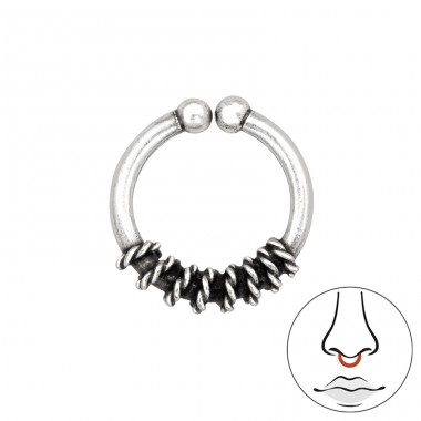 Bali nr.3 septum - 925 Sterling Silver Nose Silver Piercing A4S42556