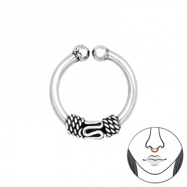 Bali nr.4 septum - 925 Sterling Silver Nose Silver Piercing A4S42557