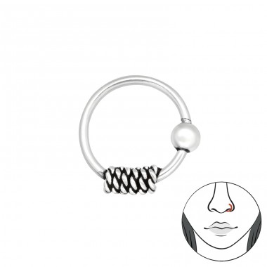 Bali oxidized - 925 Sterling Silver Nose Silver Piercing A4S42564