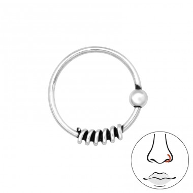 Bali piercing - 925 Sterling Silver Nose Silver Piercing A4S42565
