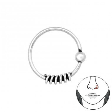 Bali piercing - 925 Sterling Silver Nose Silver Piercing A4S42565